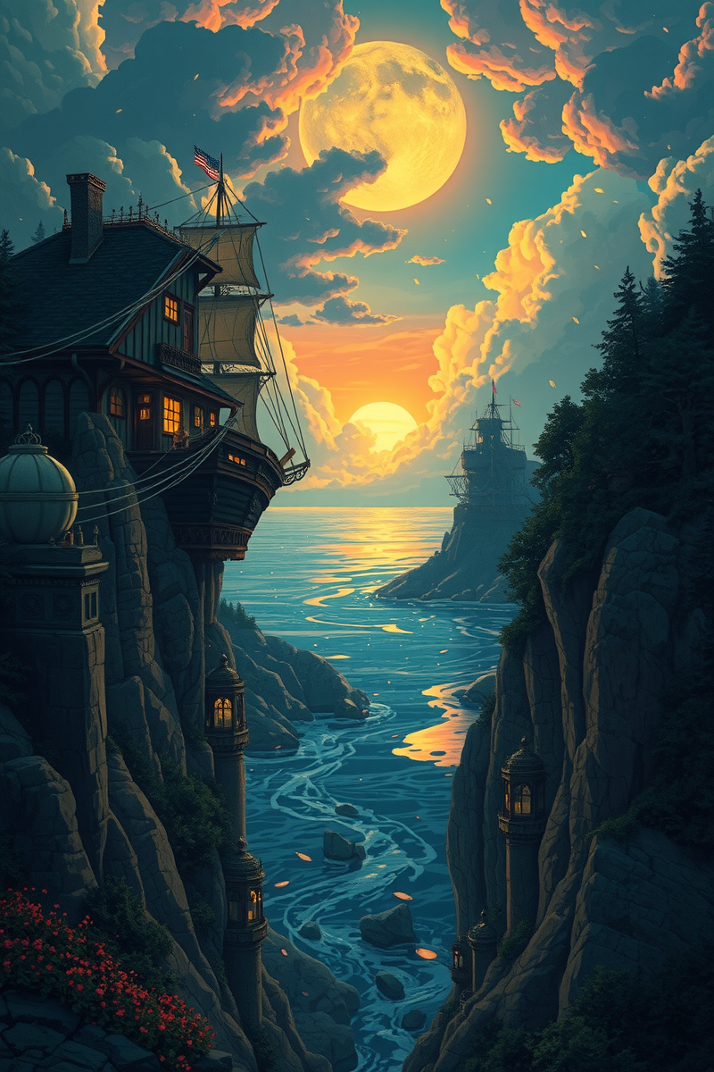 The dream lasted so long that it felt like a whole day had pas — A Suitcase Full Of Rain A Ship At Dusk