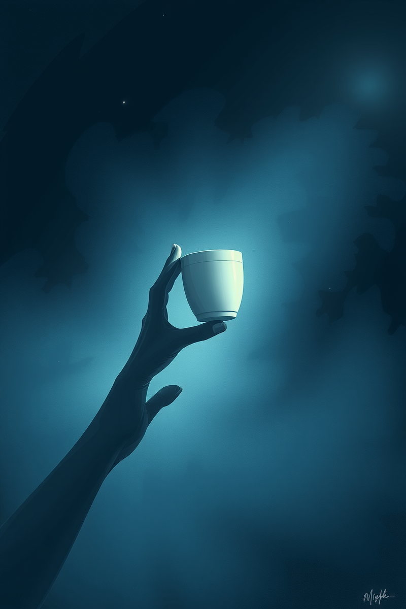 There was only one image — A Glowing Cup A Beach At Night