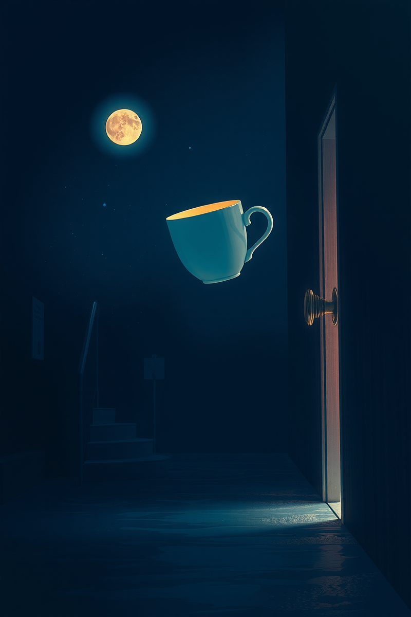 There was only one image — A Glowing Cup A Flooded Street