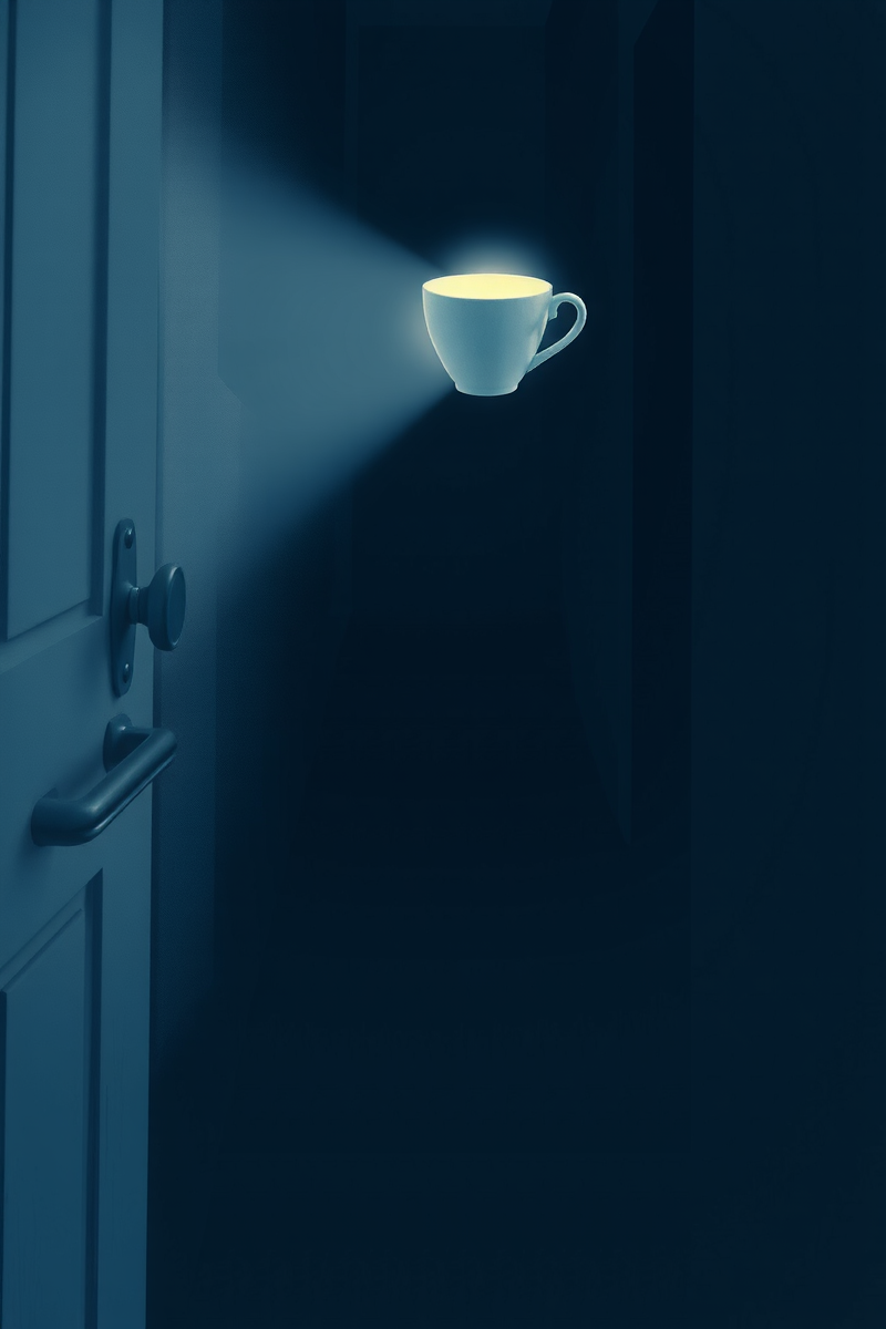 There was only one image — A Glowing Cup A Library Aisle