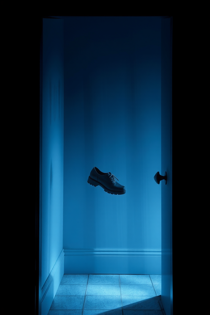 There was only one image — A Single Shoe A Blue Bathroom