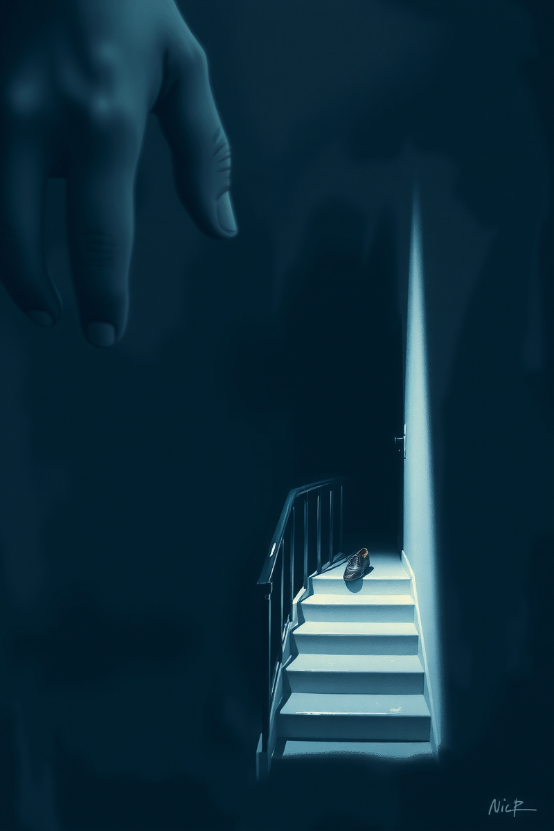 There was only one image — A Single Shoe A Dark Stairwell