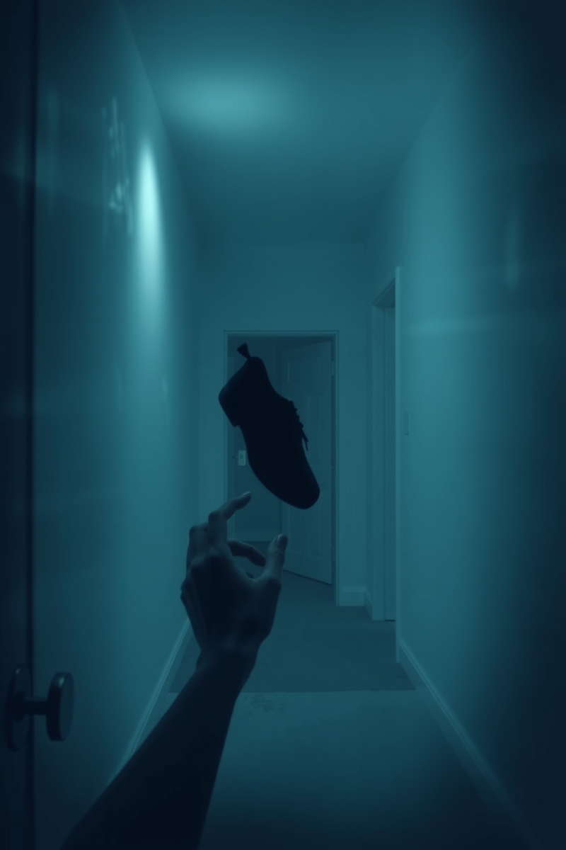 There was only one image — A Single Shoe A White Hallway